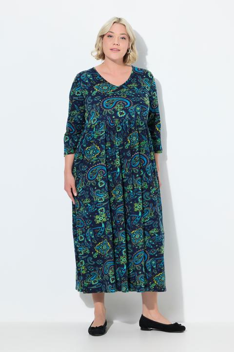 Produktbild Ulla Popken Jerseykleid, Paisley, A-Linie, V-Ausschnitt, 3/4-Arm (42, 44)