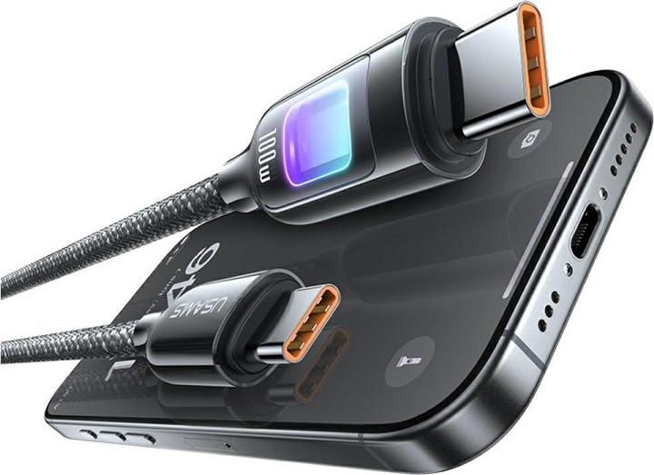 Actual product image Usams Kabel TC Series SJ750 100W USB-C do USB-C 1,2 m tytanowy (1.20 m, 100 W)
