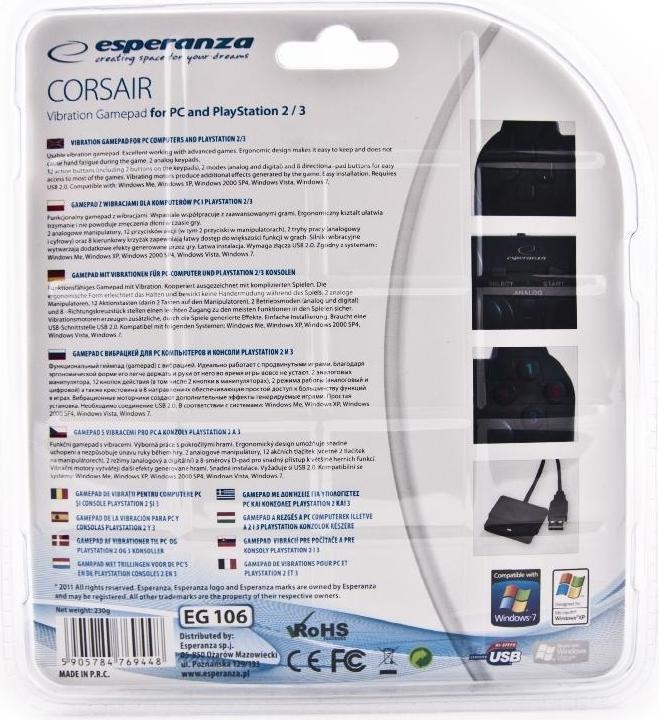 Actual product image Esperanza EG106 control panel, PS2 (PC, PS3)