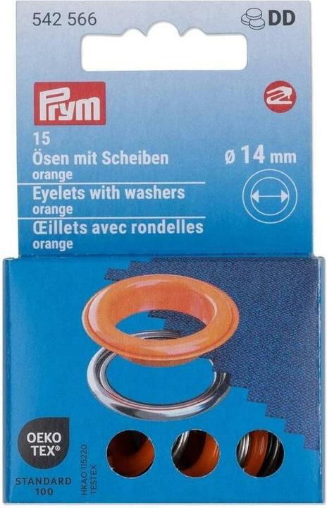 Immagine prodotto Prym Occhielli con dischi MS, colore arancio-argento 14 mm, 15 pezzi.