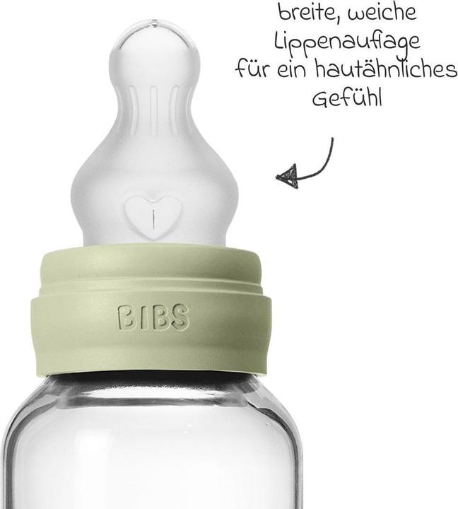 Actual product image Bibs Babyflaschen Glas-Flasche Baby Bottle Round 120 ml + Silikon-Trinksauger (120 ml)