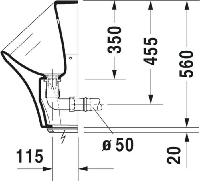 Produktbild Duravit Elektro-Urinal DURASTYLE 300x340mm Bat Zul v hint o Fliege we WG