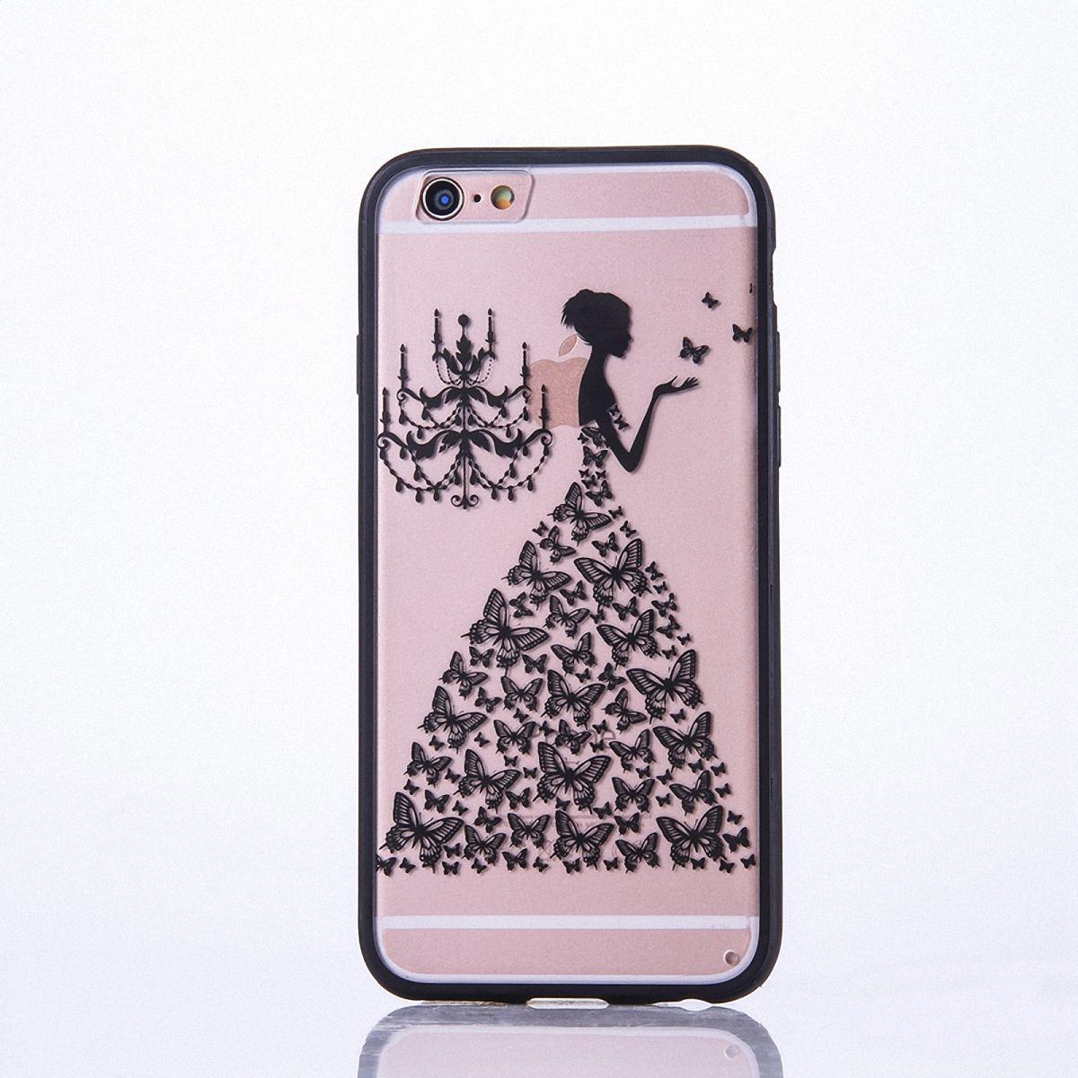 König Design Apple iPhone 7 Handy Hülle Mandala Case Motiv Cover Schmetterling Frau Schwarz (Apple iPhone SE (2nd Gen), ...