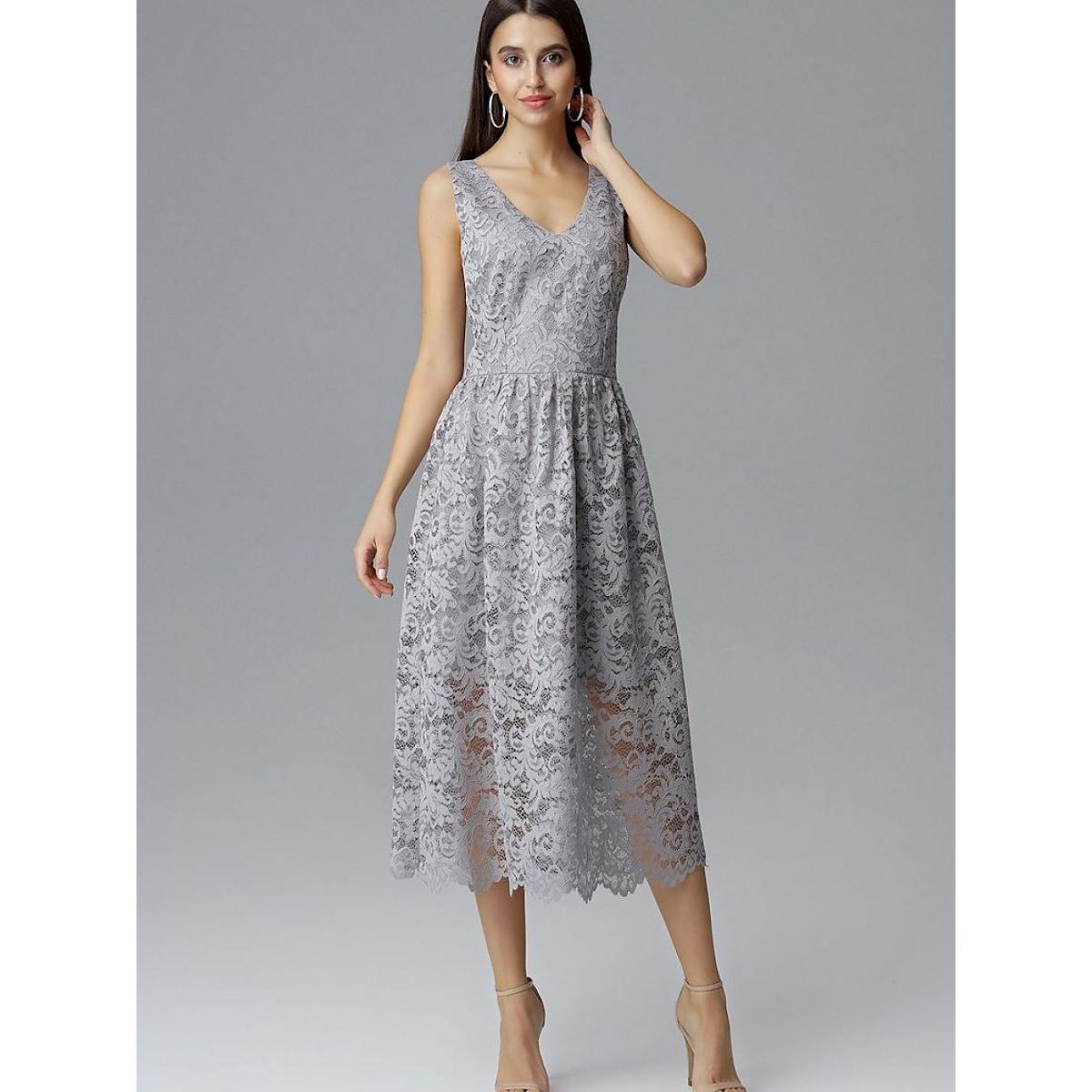 Figl, Damen, Kleider, Abendkleid, Grau, (XL)