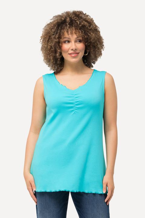 Immagine prodotto Ulla Popken Top a costine dal taglio aderente e smanicato con scollo a V e orli a onde (54)