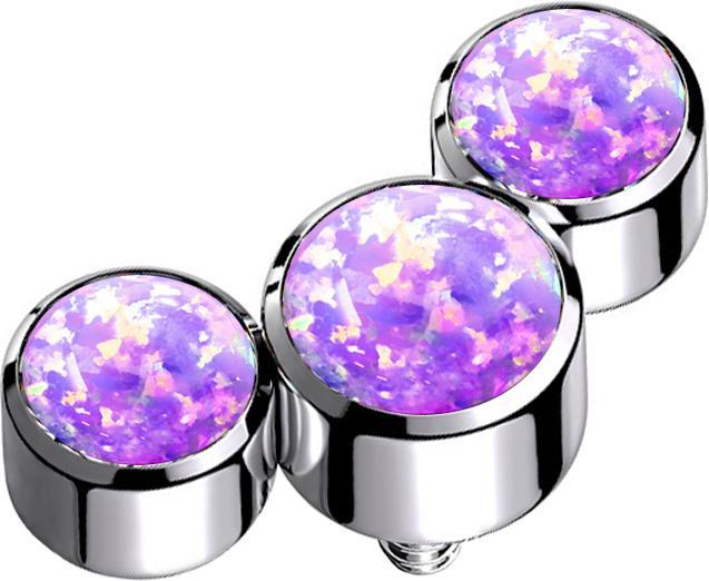 Produktbild Star Piercing Dermal Anchor silber drei Opale violett (ohne Messing, Titan)