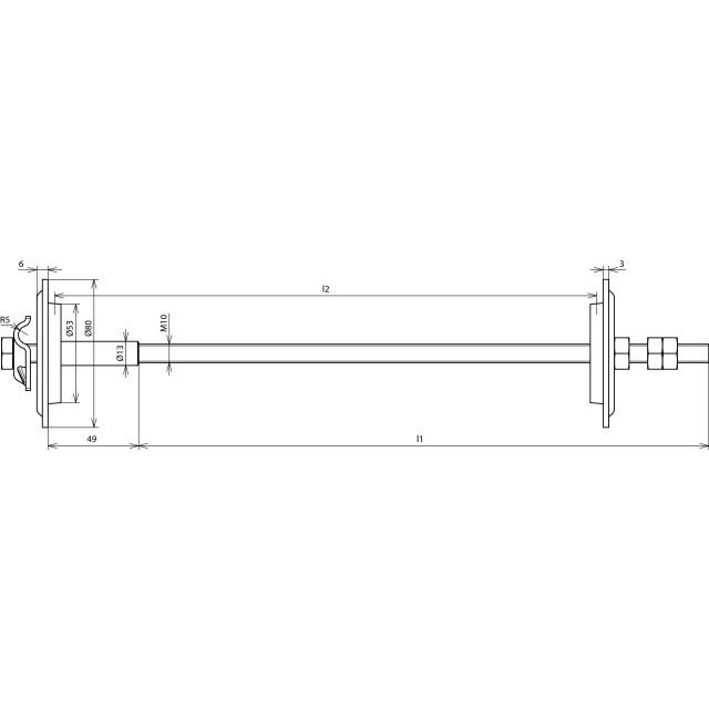 Thumbnail - Dehn, Zubehör Elektroinstallation, Erder-/Wanddurchführung 300- 478430 500mm m. Gewinde M10 L 520mm NIRO 47843