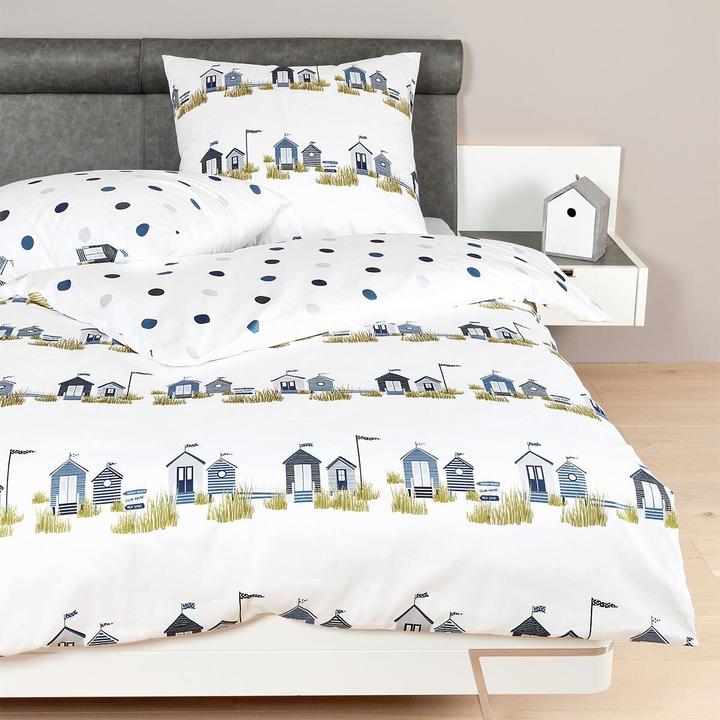 Image du produit Janine Drap de lit en lin fin Davos 65166 maritime (Set de linge de lit, 135x200 cm + 80x80 cm)