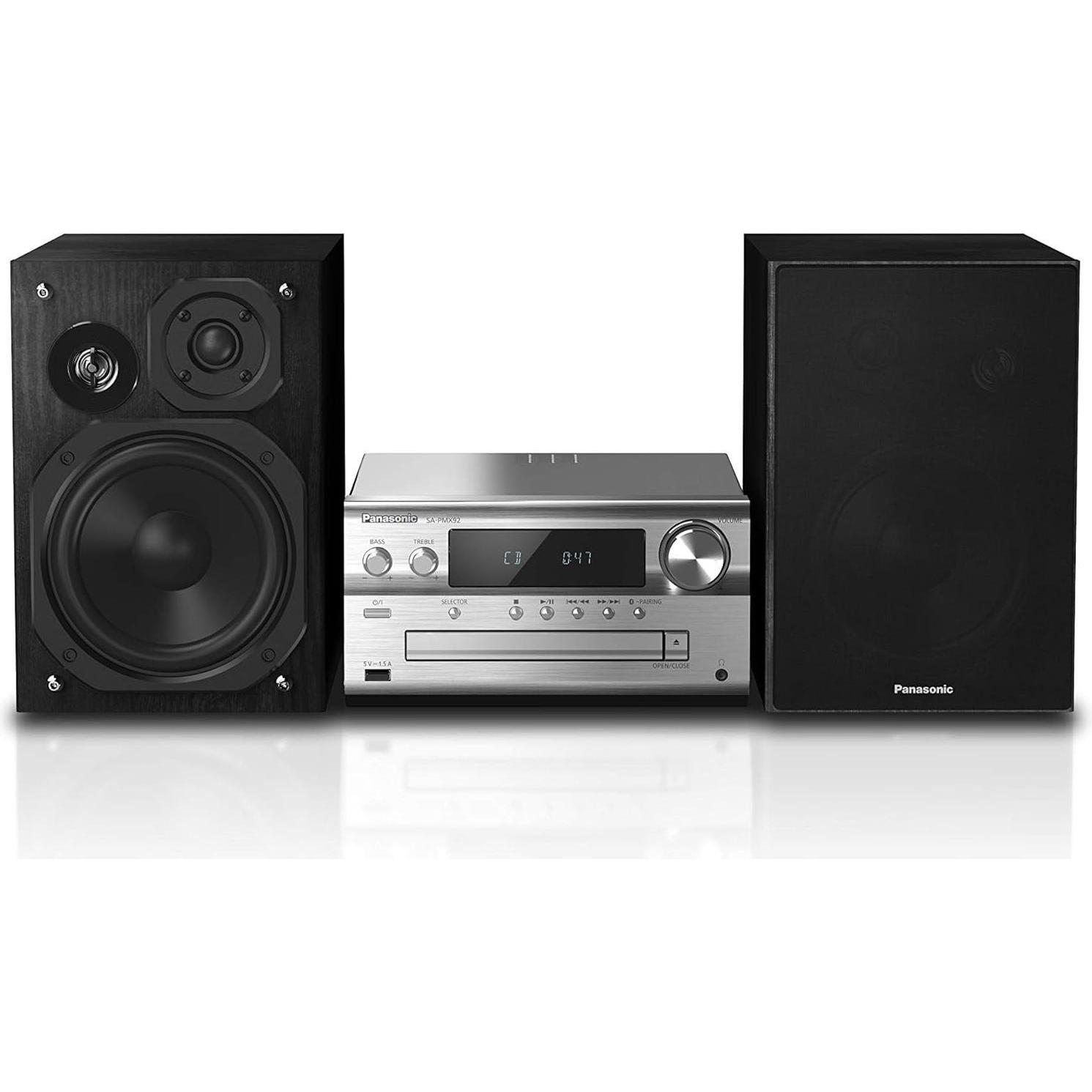 Panasonic SC-PMX92 Home-Audio-Minisystem (Bluetooth, CD Player, 2x 60 W), Stereoanlage, Schwarz, Sil