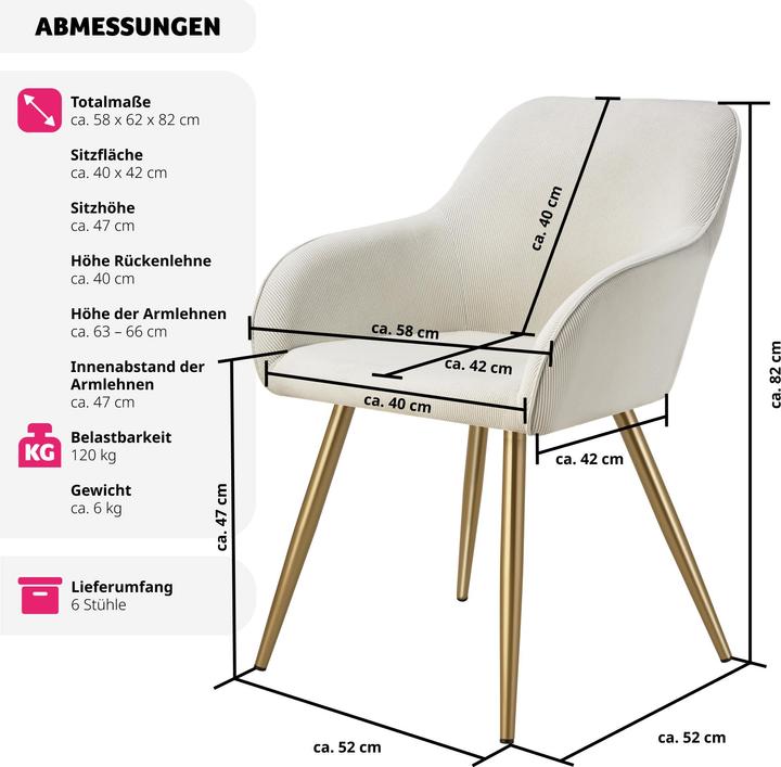 Actual product image tectake ChairMarilyn,corduroylook,upholstered