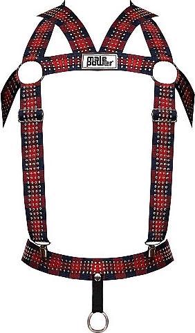 Actual product image Male Power Elastic Studded Harness - Red - OS (One size)