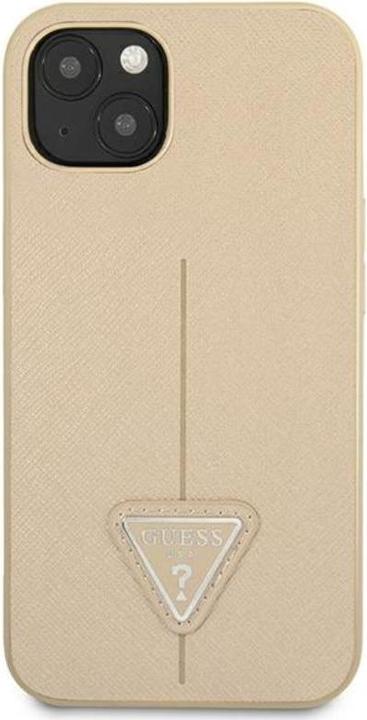 Actual product image Guess GUHCP14MPSATLE iPhone 14 Plus 6.7" beżowy/beige hardcase SaffianoTriangle Logo (Apple iPhone 15 Plus, Apple iPhone 14 Plus)