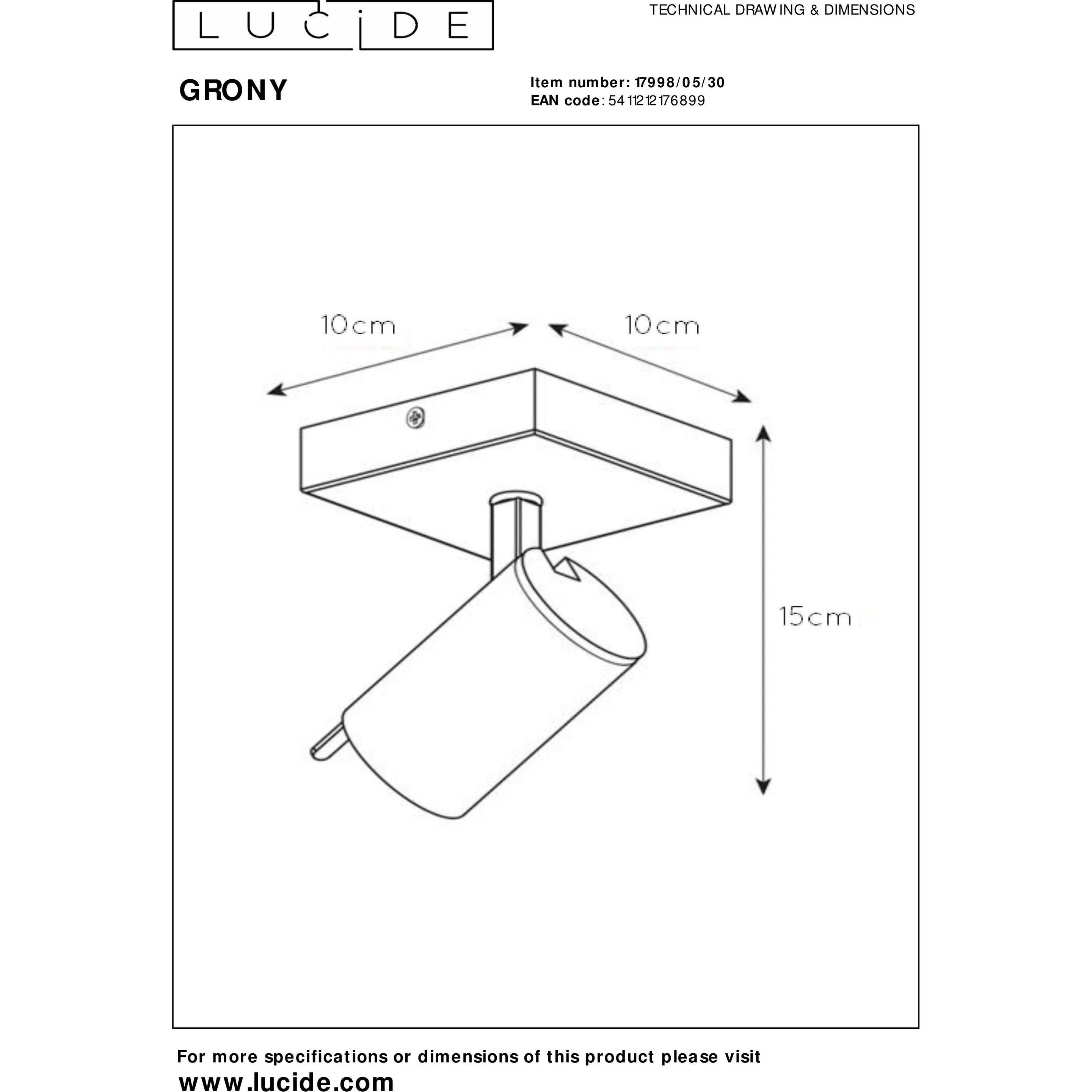 Thumbnail - Lucide, Wandleuchte + Deckenleuchte, Grony (350 lm, GU10)