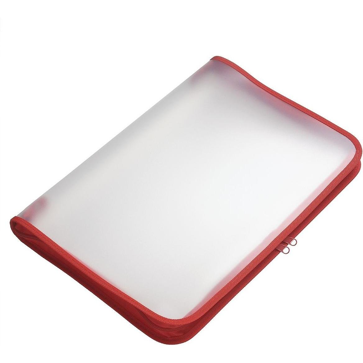 Foldersys, Mappe, Reissverschlusstasche B4 PP farblos transluzent Zip rot (B4, 1 x)