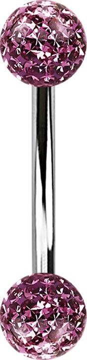 Produktbild Star Piercing Banane silber mit zwei Kristall Kugeln hellviolett Epoxy Schutzschicht (ohne Messing, Chirurgenstahl 316L)