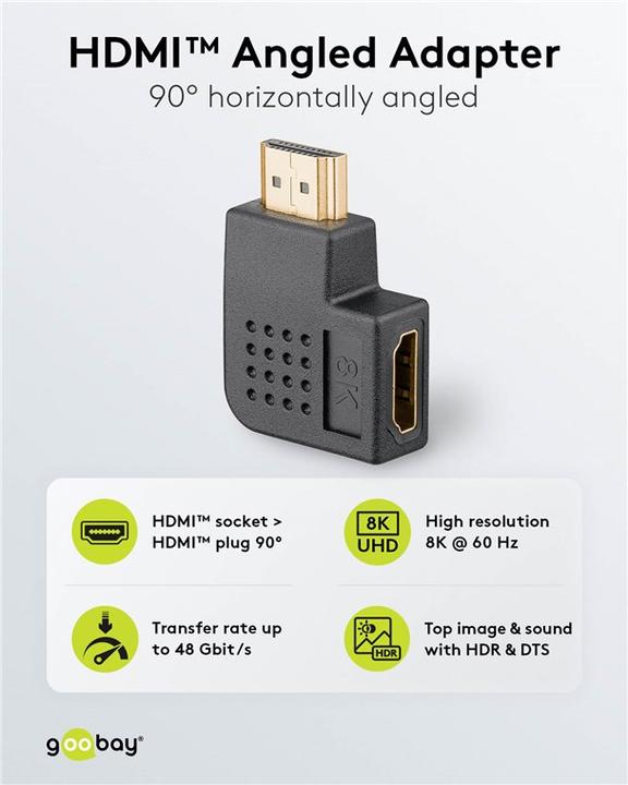 Actual product image Goobay HDMI angle adapter 90°, gold-plated 8K@60HZ