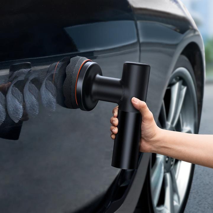 Actual product image Baseus New Power Cordless Electric Polisher Black(Include: flat foam pad*1+waffle foam polishing pad*1+poli (Eccentric polisher, 30 W)