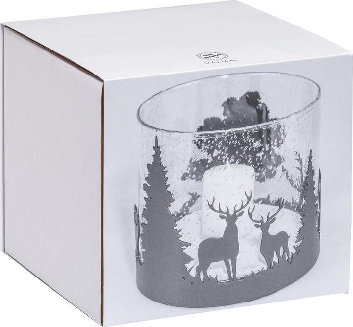 Produktbild Glasi Hergiswil Windlicht Wald und Tiere, 16 cm (16 x 16 cm)