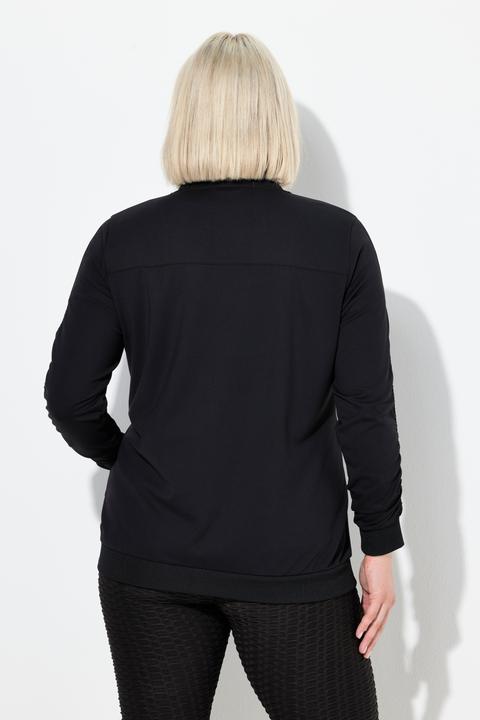 Immagine prodotto Ulla Popken Giacca di felpa con fascia arricciata sulle maniche, cappuccio e zip a cursore doppio (42, 44)