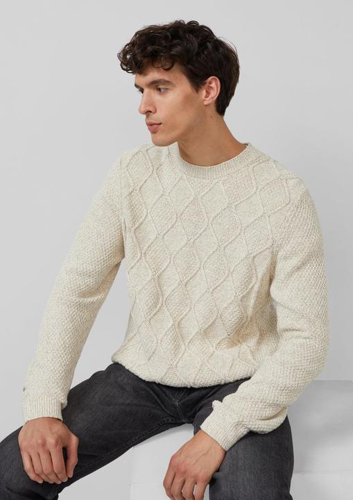 Produktbild s.Oliver Strickpullover Melierter Baumwoll-Strickpullover mit Zopfmuster (XXL)