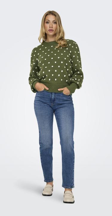 Immagine prodotto JdY Vestibilità regolare Collo alto Polsini lunghi Maniche a sbuffo Pullover Maglione in maglia (XL)