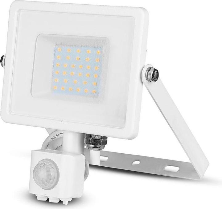 Image du produit V-TAC VT30SW 30W LED Sensor Projector SAMSUNG Chip Fonction d'arrêt Boîtier blanc 6400K (2400 lm, IP65)