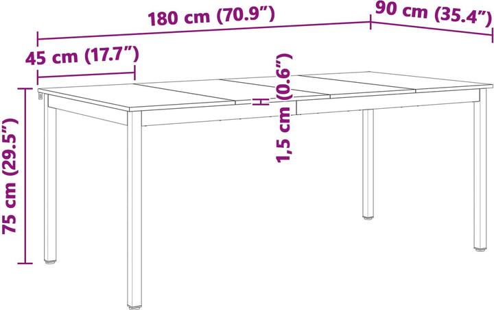 Image du produit vidaXL Esstisch (180 x 90 x 75 cm)
