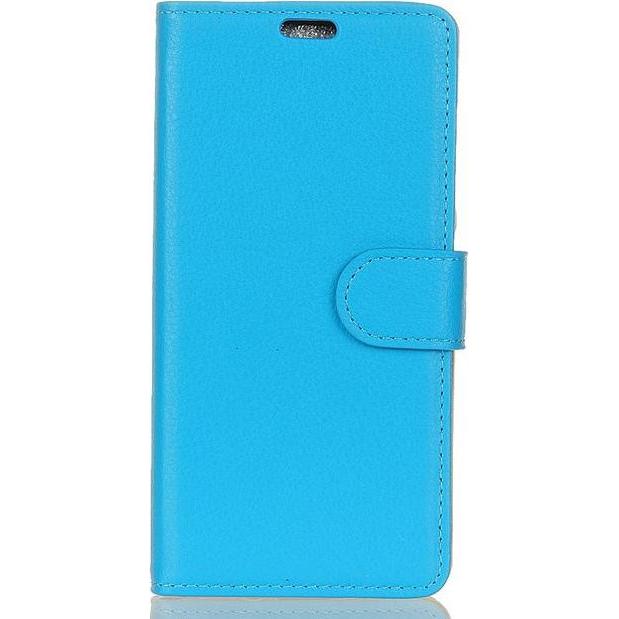 MU Classic Litchi Leder Bookcover Series (Sony Xperia XA3), Smartphone Hülle, Blau