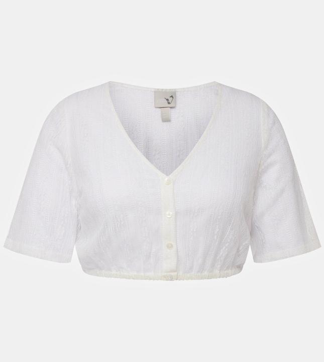 Produktbild Ulla Popken Dirndlbluse, Spitze, V-Ausschnitt, Elastiksaum, Halbarm (50)