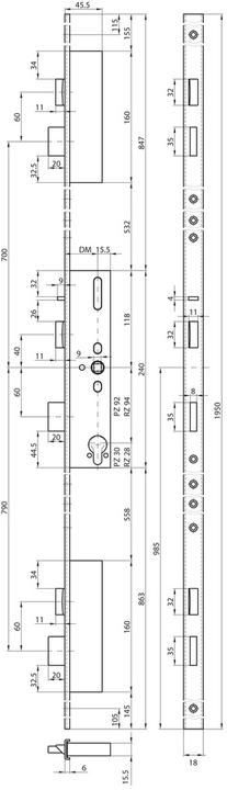 Produktbild MSL Panik-Mehrpunkt-Verriegelungen FlipLock standard 24544PE-SV-TF