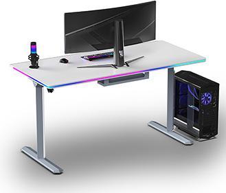 Actual product image Ultradesk Gaming-Tisch QUEST, 140x70cm, 72-120cm, grau-weiss