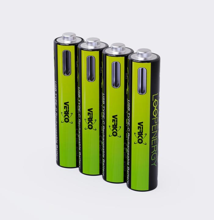 Image du produit Verico Batterie Li-Ion USB-C Micro AAA 1.5 V 900 mWh 600 mAh rechargeable par USB (4 pcs, AAA, 600 mAh)