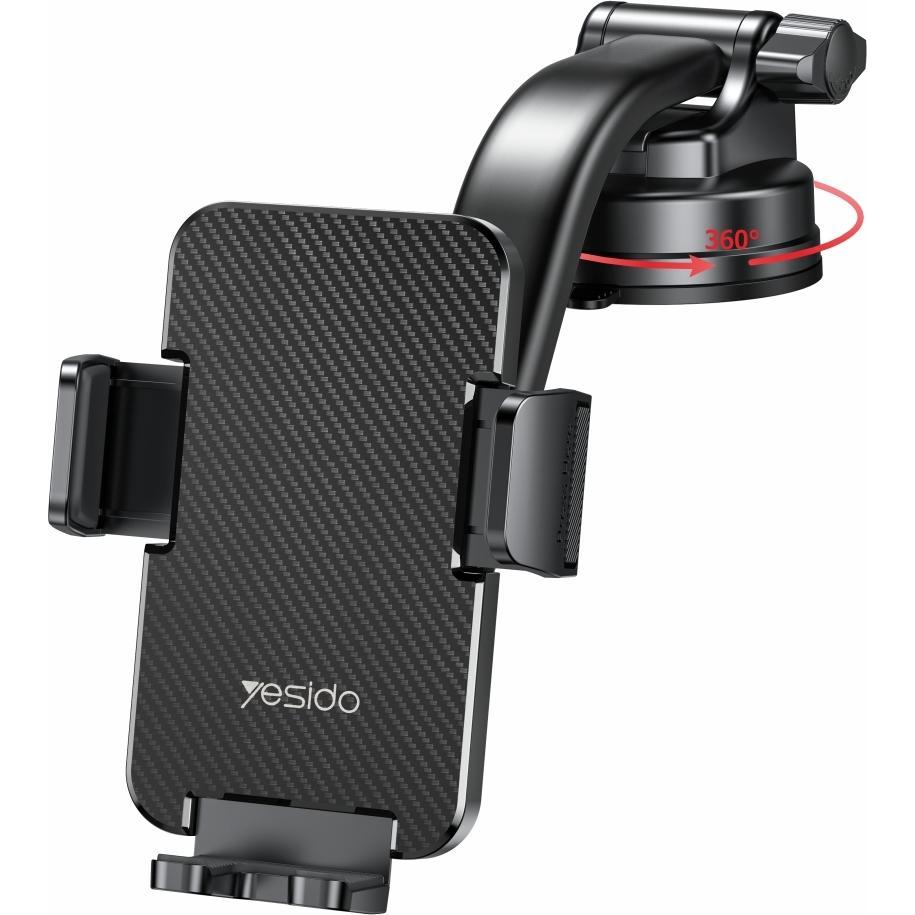 Yesido - Car Holder (C172) - for Windshield and Dashboard, 360 degree rotation - Black, Supporto per smartphone, Nero