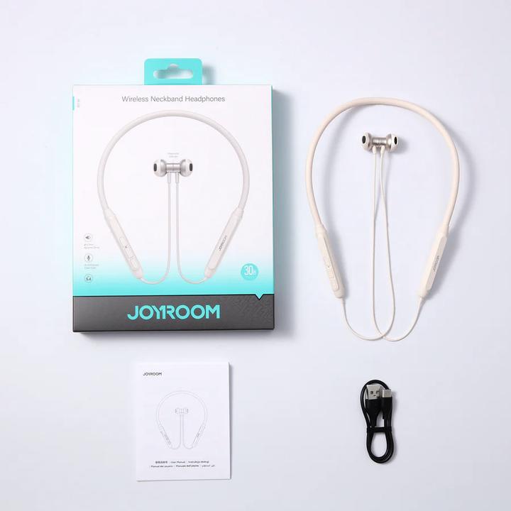Produktbild Joyroom Magnetic Bluetooth Headphones Sport Neckband Earplugs 14.2mm - White (ANC, 30 h, Kabellos)