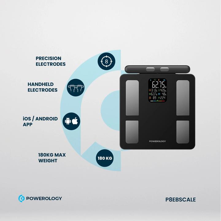 Produktbild Powerology 8-Electrode Smart Body Analyzer Scale Composition with Digital Screen Display (180 kg)