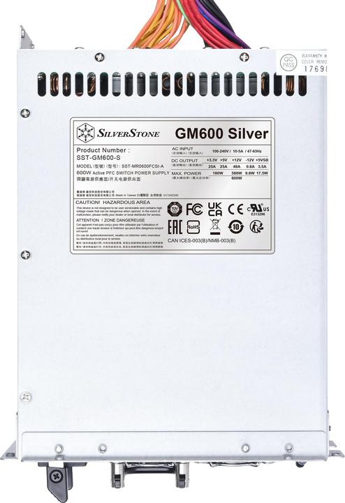 Immagine prodotto Silverstone SST-GM600S - Mini alimentatore ridondante Cybenetics Silver, 600W (600 W)