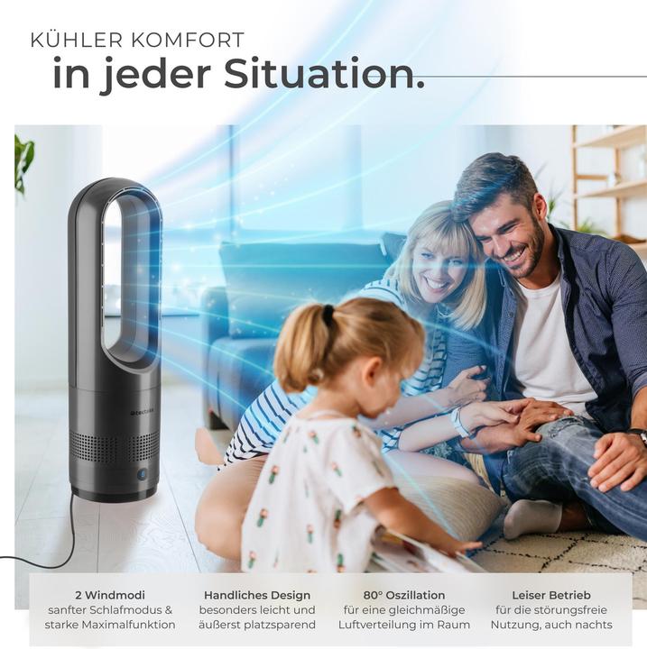 Produktbild tectake Turmventilator Polar, 80° Oszillation, inkl. Timer (55 dB)