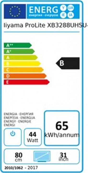 Energielabel iiyama ProLite XB3288UHSU-B1 (3840 x 2160 Pixels, 32")