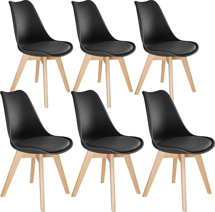 Actual product image tectake Dining Chairs Frederikke - padded, ergonomic shape, wooden legs