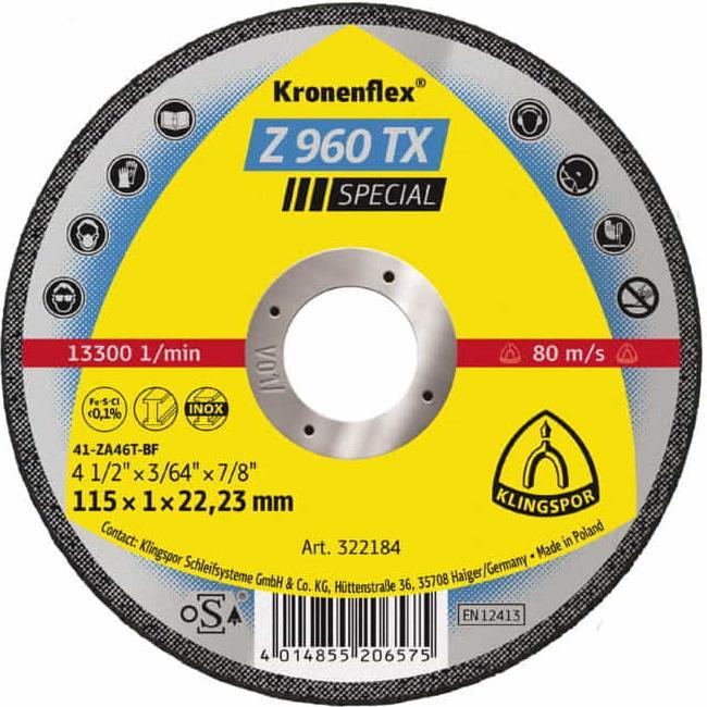 Produktbild Klingspor Trennscheibe Z 960 TX D125x1mm gerade INOX Bohrung 22,23 mm