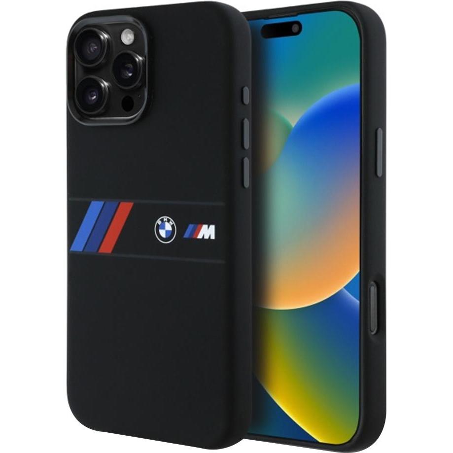 BMW BMHMP16X23SAXK iPhone 16 Pro Max 6.9" czarny/black hardcase Silicone Middle Stripe MagSafe (Apple iPhone 16 Pro Max)...