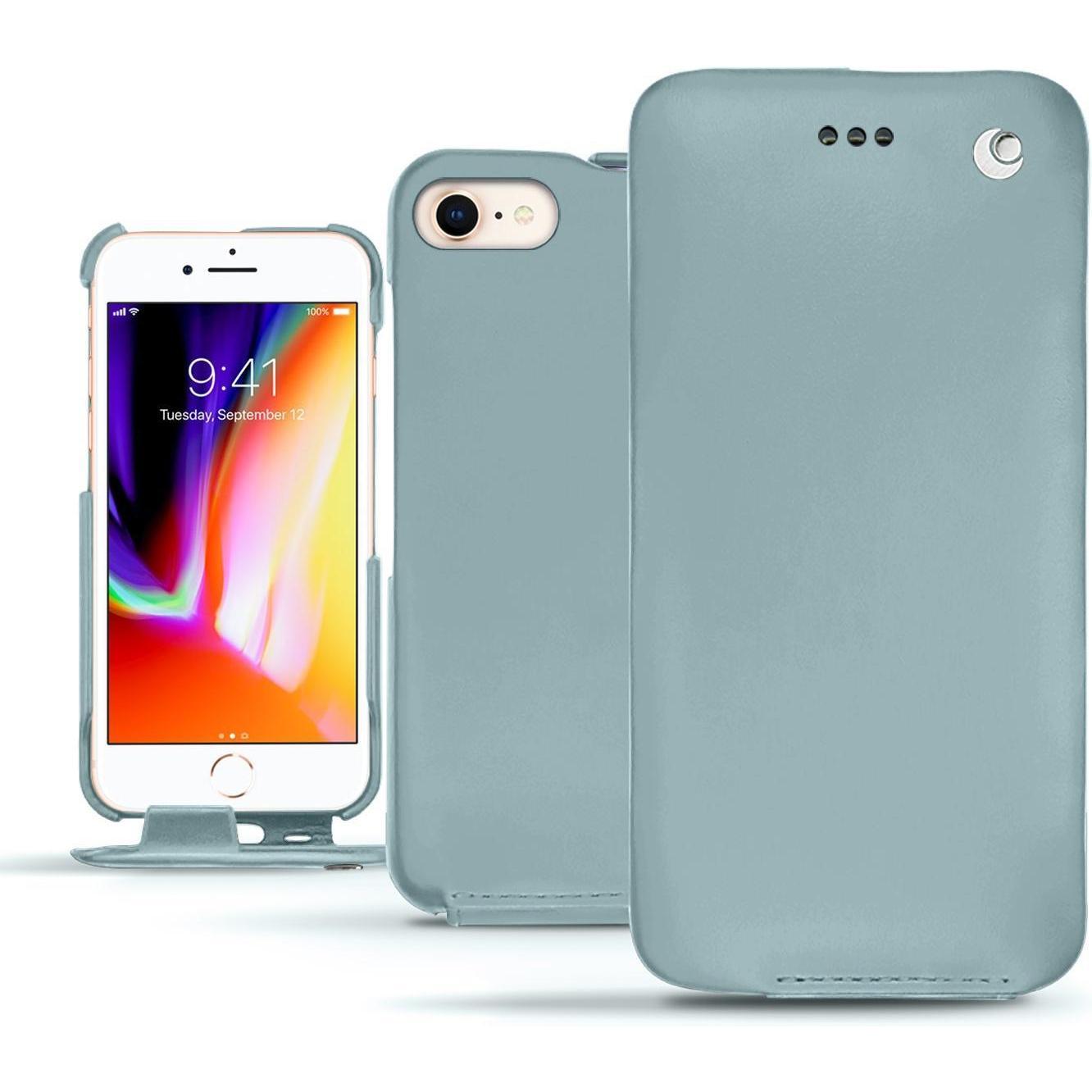 Noreve Lederschutzhülle vertikal (Apple iPhone 8), Smartphone Hülle, Blau