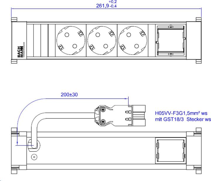 Produktbild Bachmann 916.703 (3 x, CEE 7/3, 0.20 m)