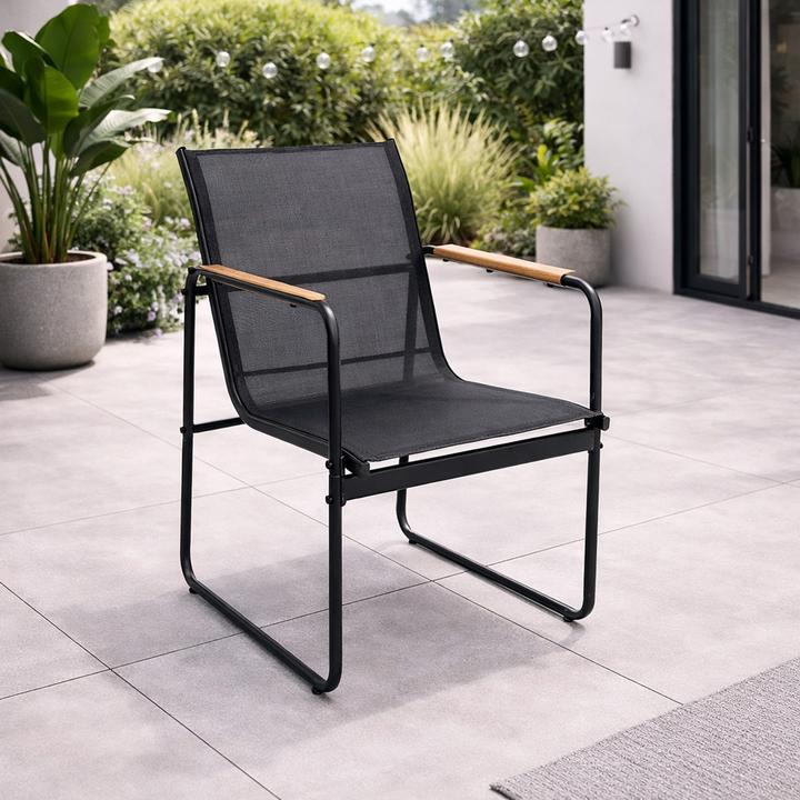Produktbild Mojawo Outdoorstuhl Gartenstuhl Lounge Sessel Vollstahl Textilen Schwarz