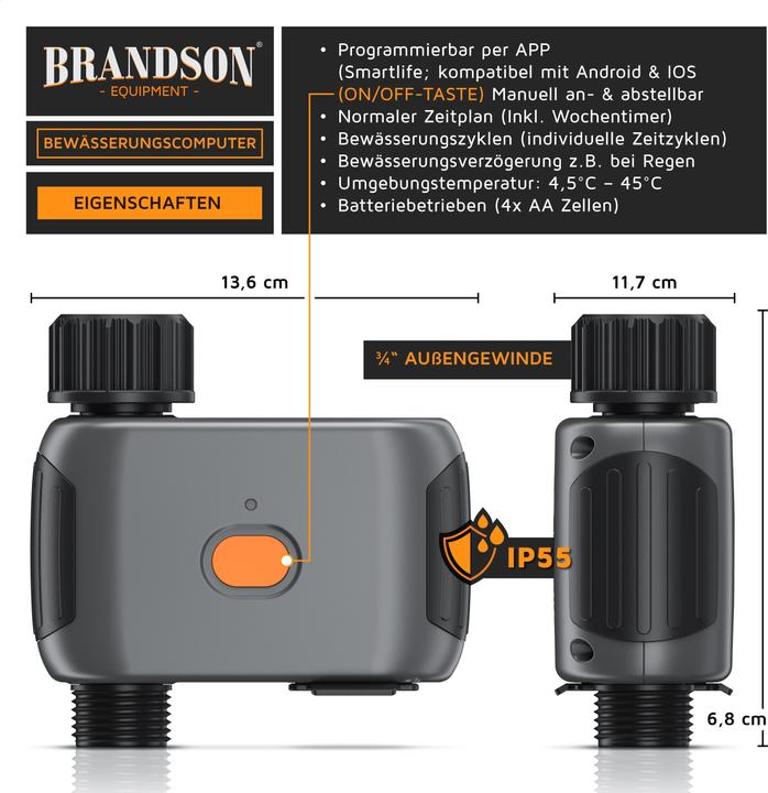 Actual product image Brandson Wifi irrigation controller, WLAN water timer, timer irrigation system, irrigation computer (Irrigation computer)