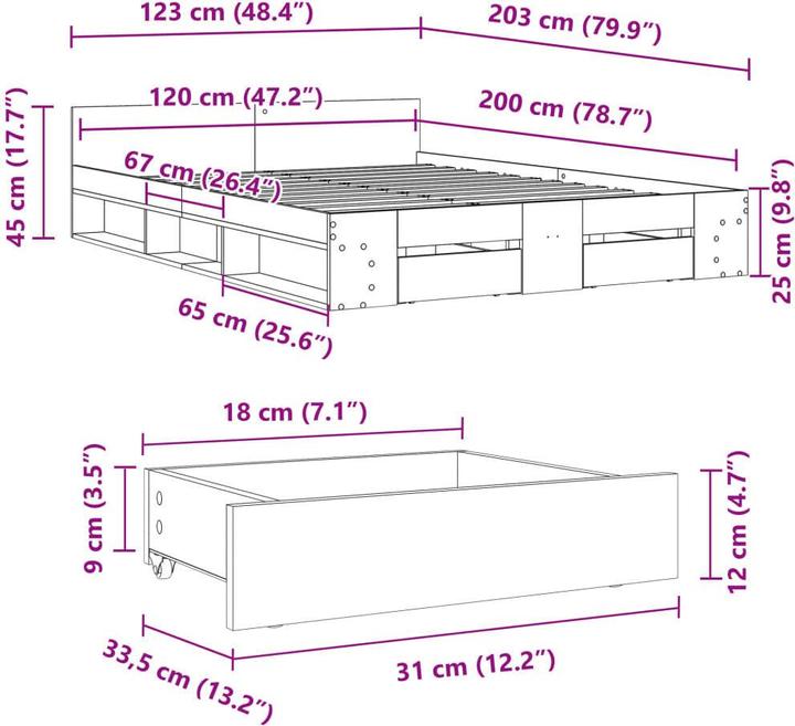 Image du produit vidaXL Bettgestell (120 x 200 cm)