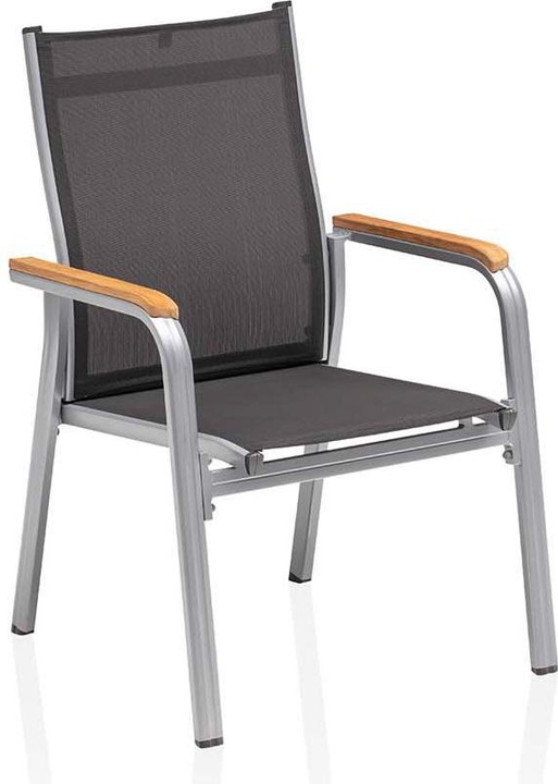 Kettler Granada Stacking Chair Disassembled Aluminium/Outdoor Fabric Teak Armrests