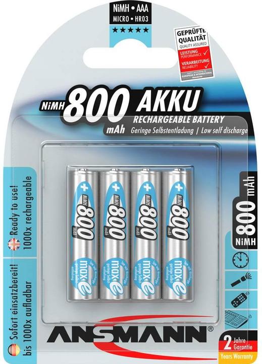 Image du produit Ansmann Maxe (4 pcs, AAA / LR03 / Micro / R03 / AM4 / MN2400 / KR03, 800 mAh)