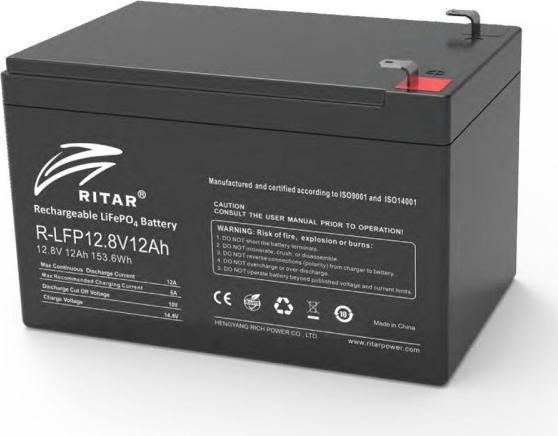 Ritar LiFePO4 Batterie 12,8V 12Ah (12.80 V, 12 Ah)