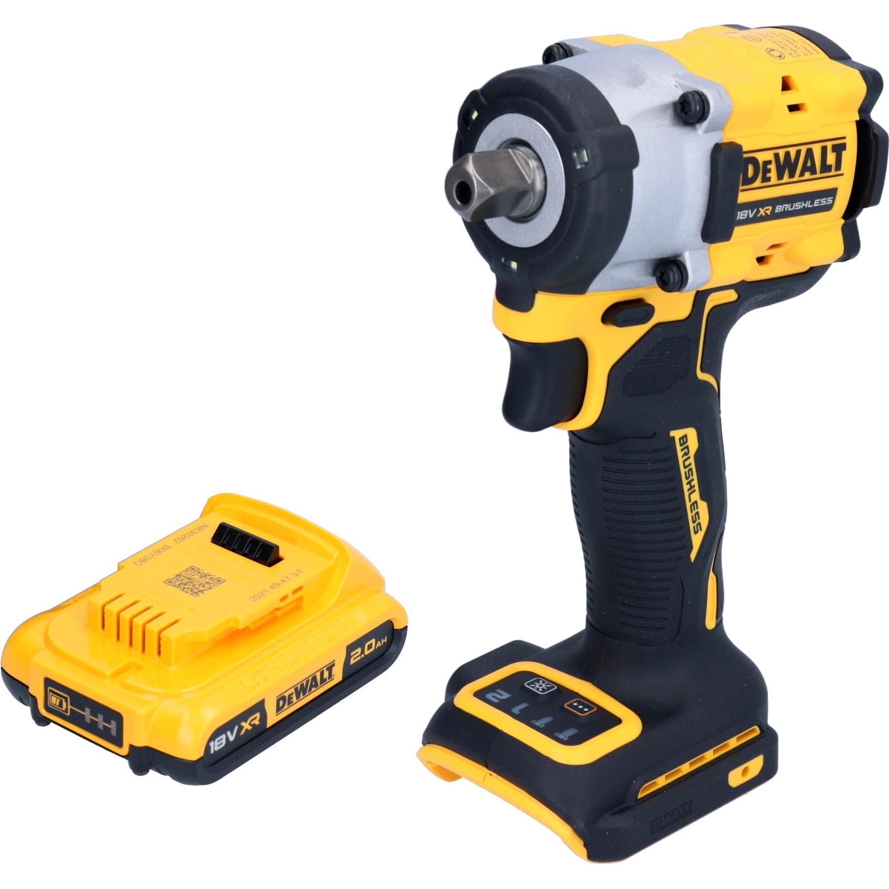 DeWalt, Bohrmaschine + Akkuschrauber, DCF 922 N Akku Schlagschrauber 18 V 406 Nm 1/2" Brushless + 1x Akku 2,0 Ah - ohne ...
